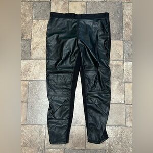 NWOT Karl Lagerfeld Black Faux Leather Moto Leggings Size L